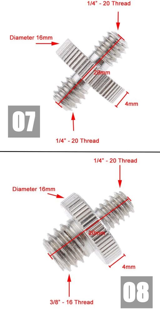 EXMAX® 17 in 1 Kit 1/4" 3/8" Threaded Male Female Screw Adapter D Shaft D-Ring Tripod Screw Hot Shoe Mount Compatible with Canon Nikon Camera Flash Light Stand Bracket Holder Monopod