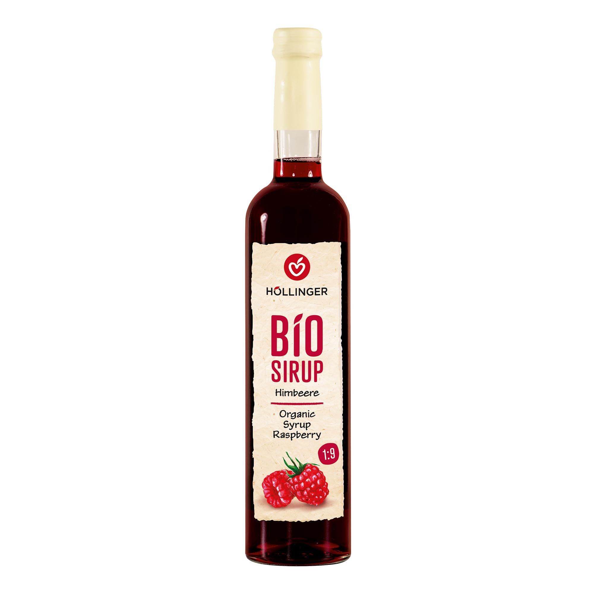 Sciroppo di lamponi bio Höllinger - Organic Raspberry Syrup, Vegan, 3x500ml Glass Bottle, Rich Berry Flavor