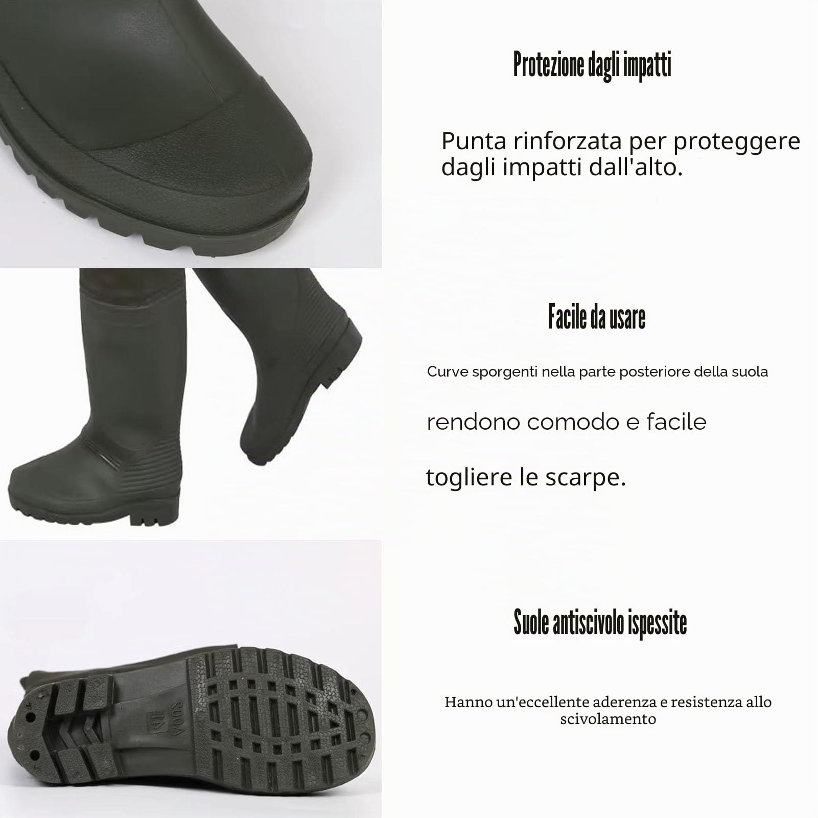 Stivali da Pesca a Mosca Leggeri per Uomo in PVC Alte 80 cm con suola antiscivolo