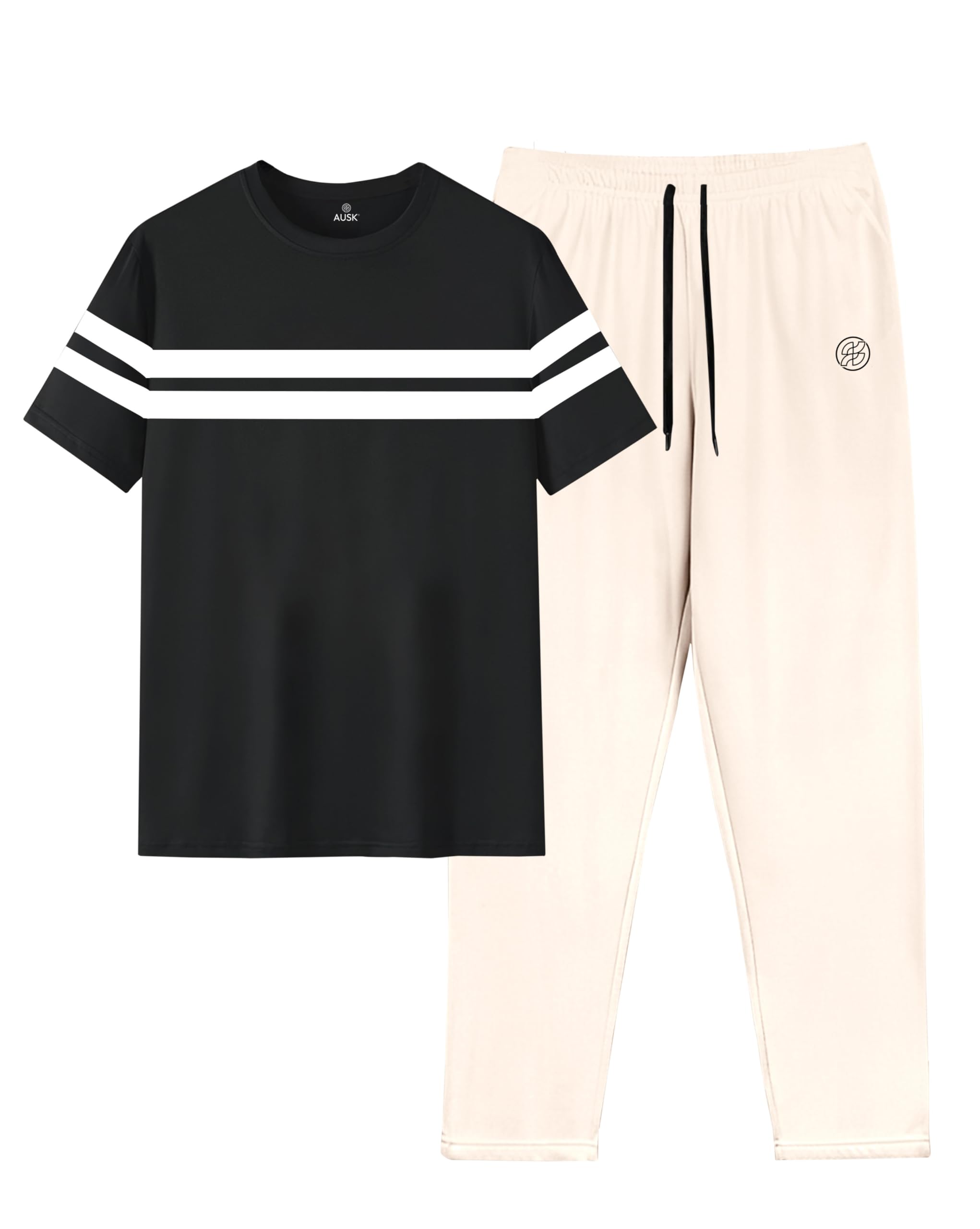 AUSK Round Neck Cotton Regular Half sleeves Co-ord set Tracksuit For Men