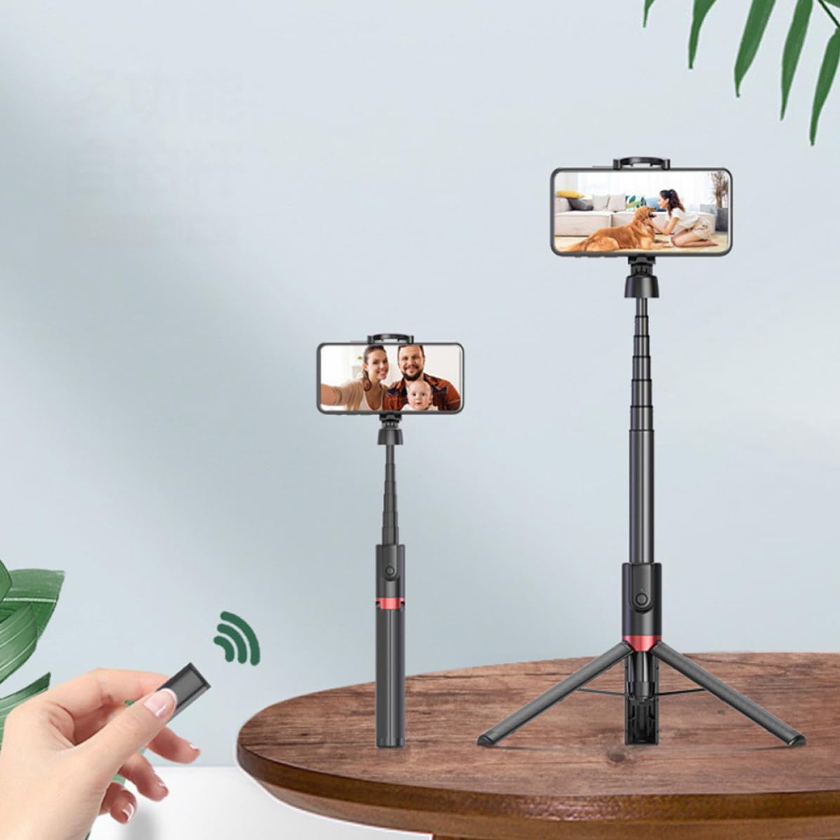 Trípode Selfie Inalámbrico para Teléfono, Aluminio Negro