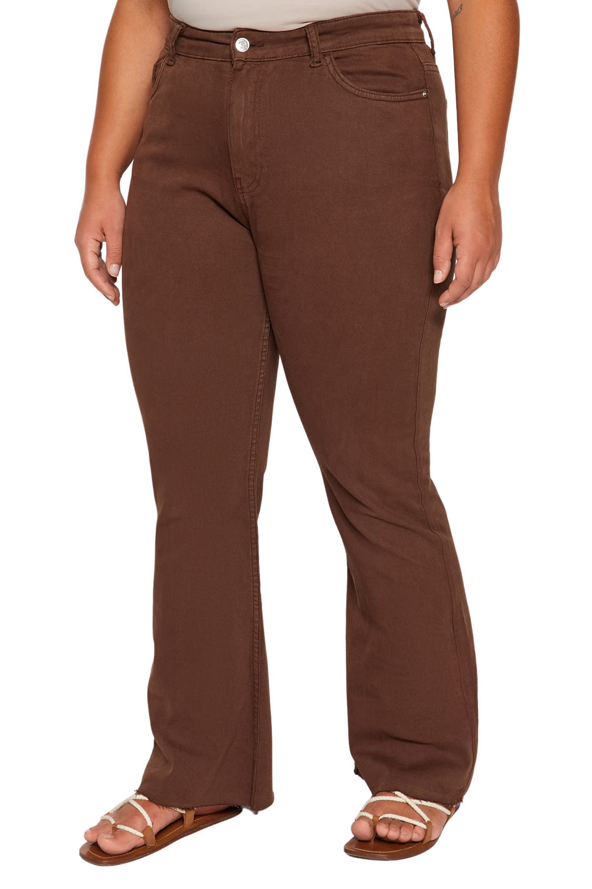 Trendyol Damen Gerade Hohe Taille Plus-Size-Jeans - Jeans - Moderne - Femme