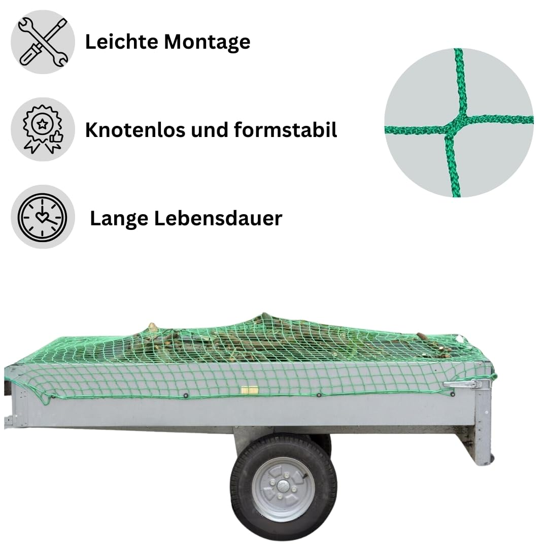 Abdecknetz 3,5x8 m Netz für Anghänger & Container PKW LKW Containernetz Dekra geprüft zur perfekten Ladungssicherung mit Gummileine