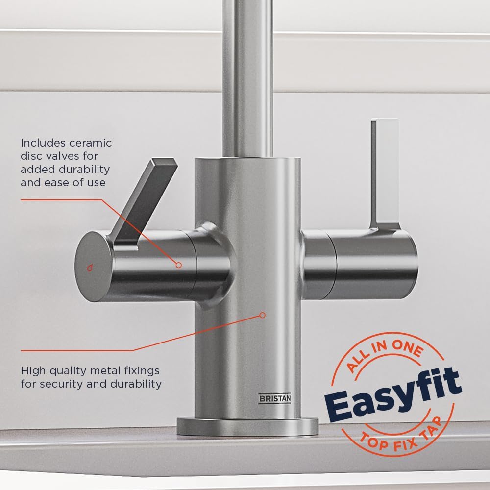 Bristan Cashew Kitchen Tap - Swivel spout, Two Lever EasyFit Stainless Steel Kitchen Sink tap, CSH EFSNK SS - Image 3