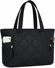 Prite Quilted Tote Bag for Women Large Puffer Travel Shoulder Bag Handbag Lightweight Fluffy Teacher Nurse Bag for Work, Gym, School