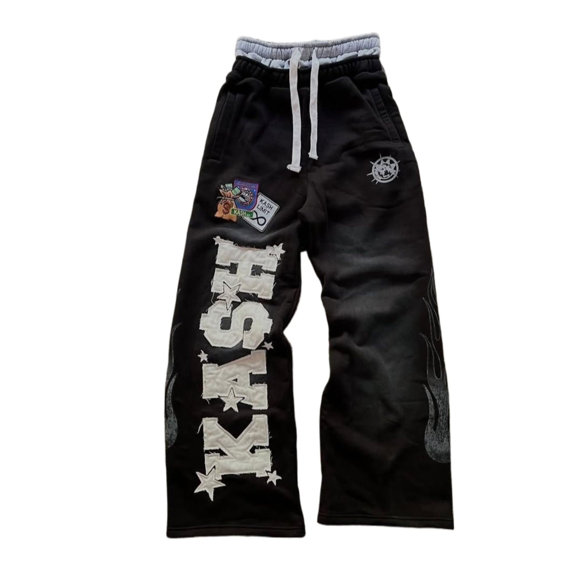Y2k Grunge Graphic Sweatpants Women Men Drawstring Wide Leg Double Waisted Pants Hip Hop Goth Emo Streetwear