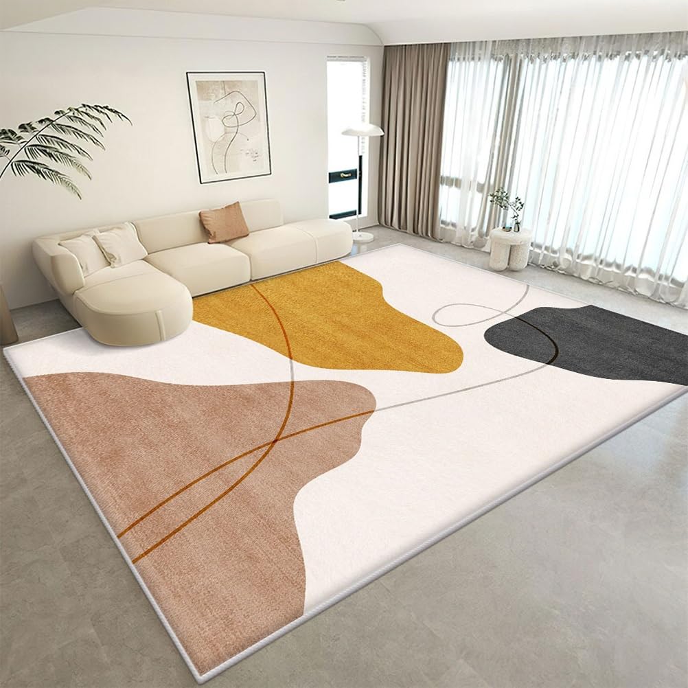 Shaggy Alfombra de área | Alfombra de felpa suave de lana sintética de alta densidad con patrones geométricos | Decoración de lujo para sala de estar y hogar
