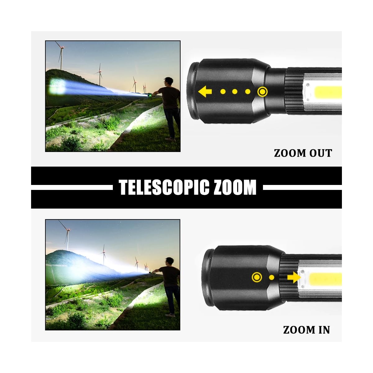 Mini lampe de poche LED COB + XPE,torche n'aime,batterie intégrée,aste