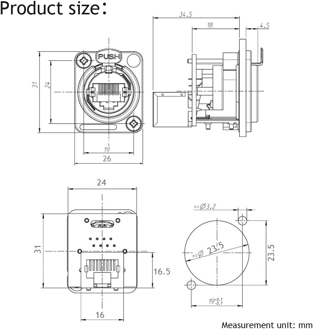 PENGLIN 10PCS Ethercon Rj45 Chassis Socket, NE8FDP Ethercon Pass Through Connector, D Series Cat5 RJ45 Panel-Mount Socket