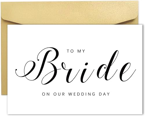 YiKaLus Tarjeta de boda con texto en inglés "To My Bride On Our Wedding Day", tarjeta de boda para novia de novio, tarjeta de boda para prometida