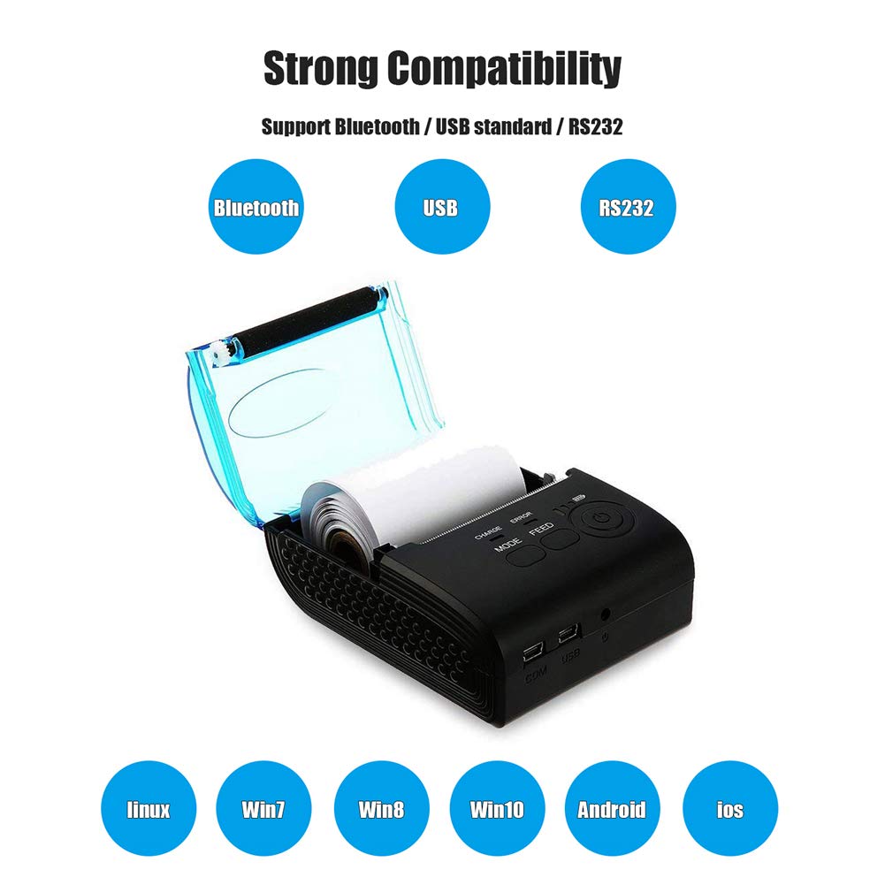 Mini Imprimante Thermique Sans Fil 58 Mm Bluetooth 4.0 Pour IOS, Android, Windows - USB POS