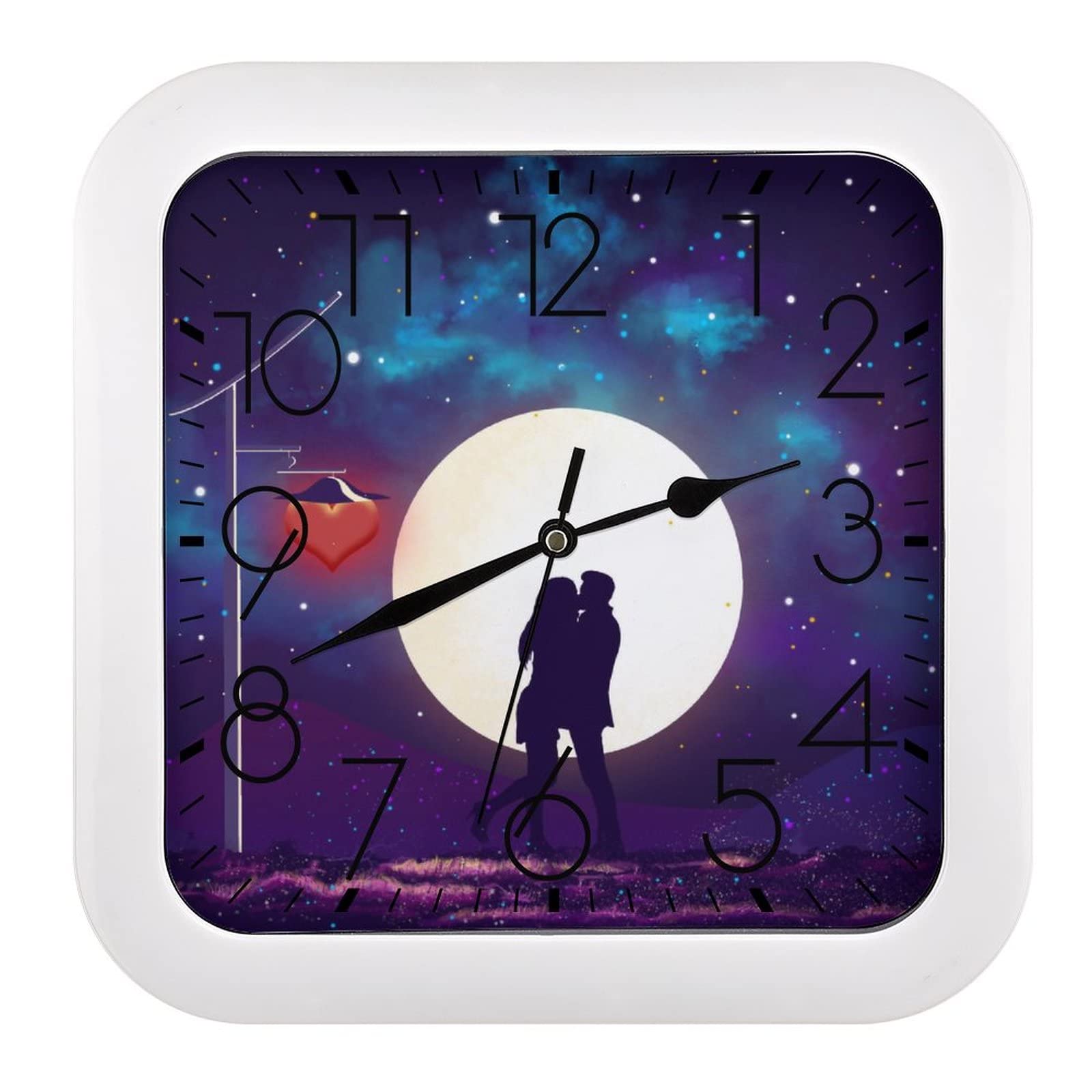 Horloge murale carrée Étoilé grands chiffres lisibles contre fatigue visuelle