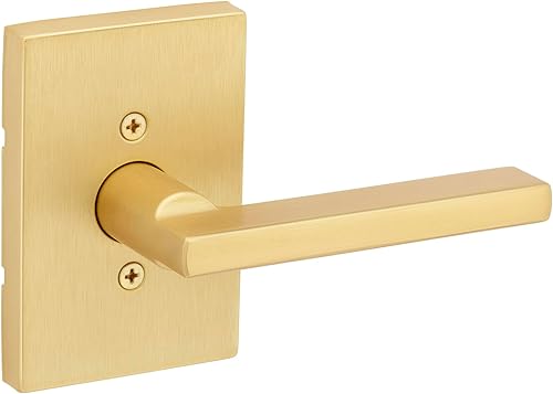 Vista 118 de Kwikset Halifax - Manija interior de paso, palanca para puertas de clóset y pasillo, manija reversible sin seguro, en acabado negro mate, con Mate