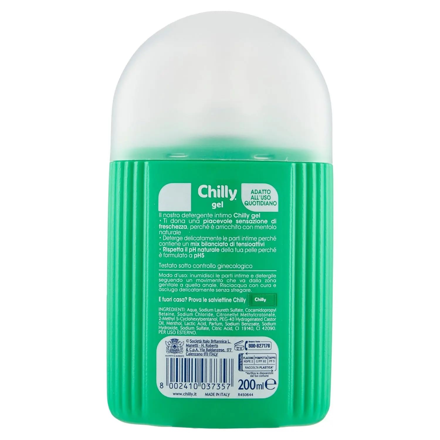 12x Chilly Frisches Gel Intimreiniger - lang anhaltende natürliche Frische - mit natürlichem Menthol 200ml + Beni Culinari Kostenloser Schlüsselanhänger