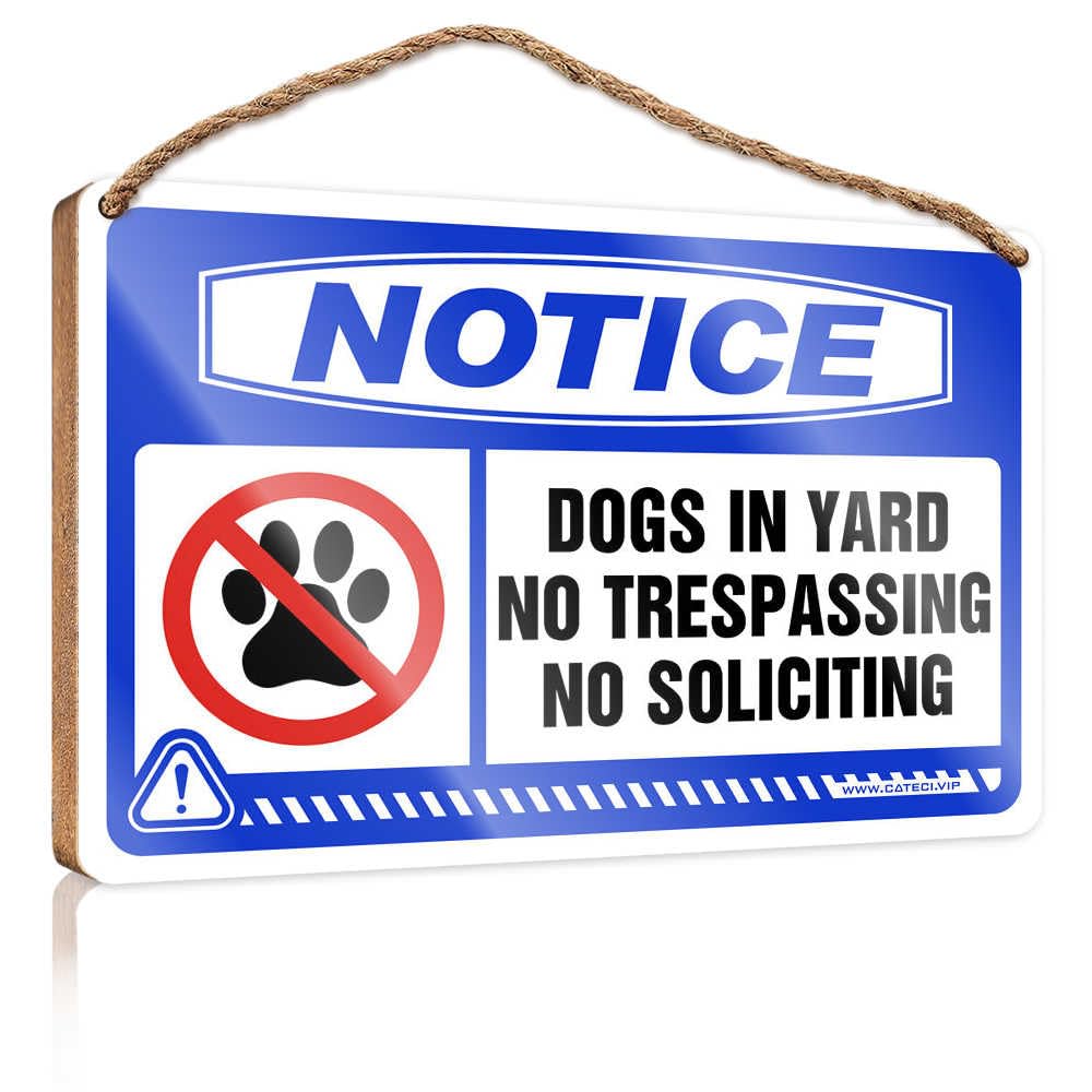 Outdoor Wooden Signs Notice Dogs In Yard No Trespassing No Soliciting Wooden Sign Outdoor Wall Decor Fall Front Door Decor(15X28CM)