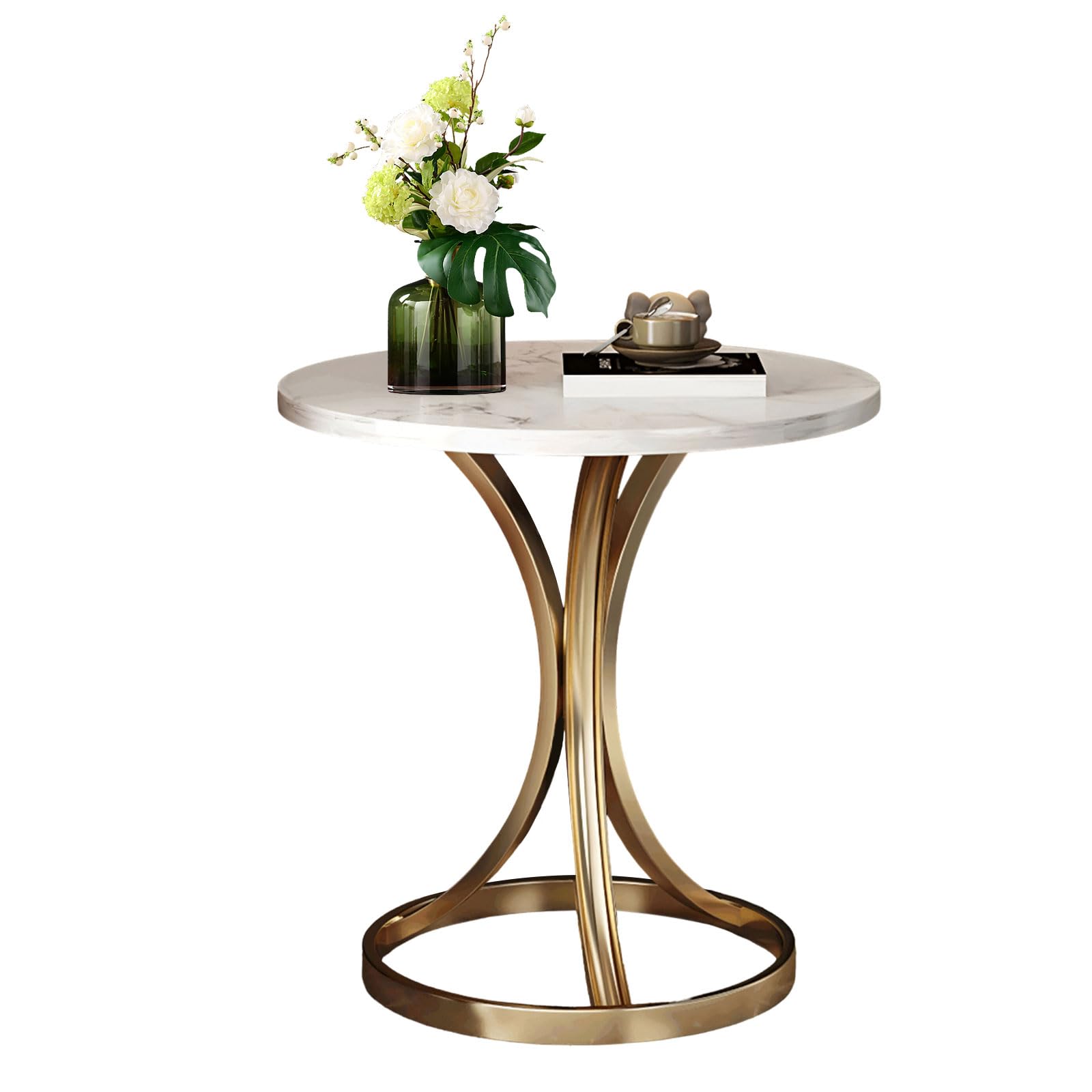 Table d'appoint ronde dorée AIZYR et table de chevet moderne