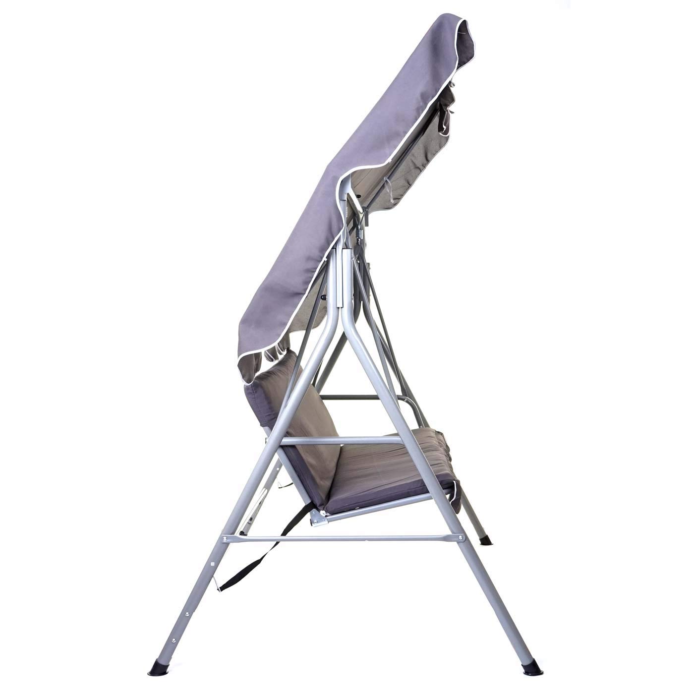 Mendler Hollywoodschaukel HWC-D61, Gartenschaukel Hängeschaukel Banco, de 3 plazas UV 50+ verstellbares Techo 197x185 cm, Gris Oscuro