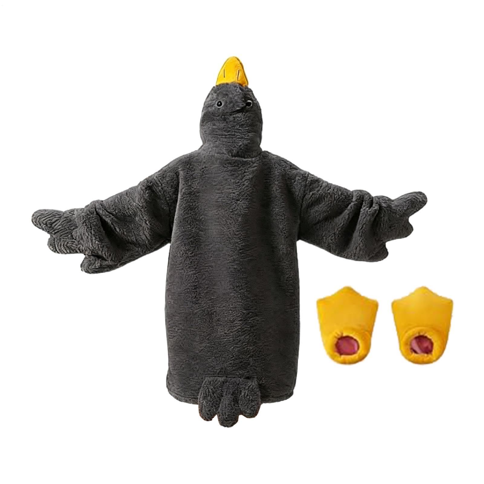Coperta Con Cappuccio Adulti Set Costume Da Oca Caldo E Divertente In Pile | Coperta Indossabile Con Maniche Per Bambini E Adulti Inverno Freddo Per A Casa, Camera Da , Dormitorio, Feste