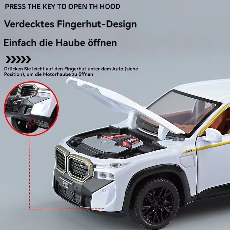 Image of Exclusive Alloy Metal Pull Back Die-Cast Car Diecast Metal Pullback Toy Car with Openable 6 Doors,Light Music Boys Gifts Toys (1:24 B-M-W XM SUV-White Color)