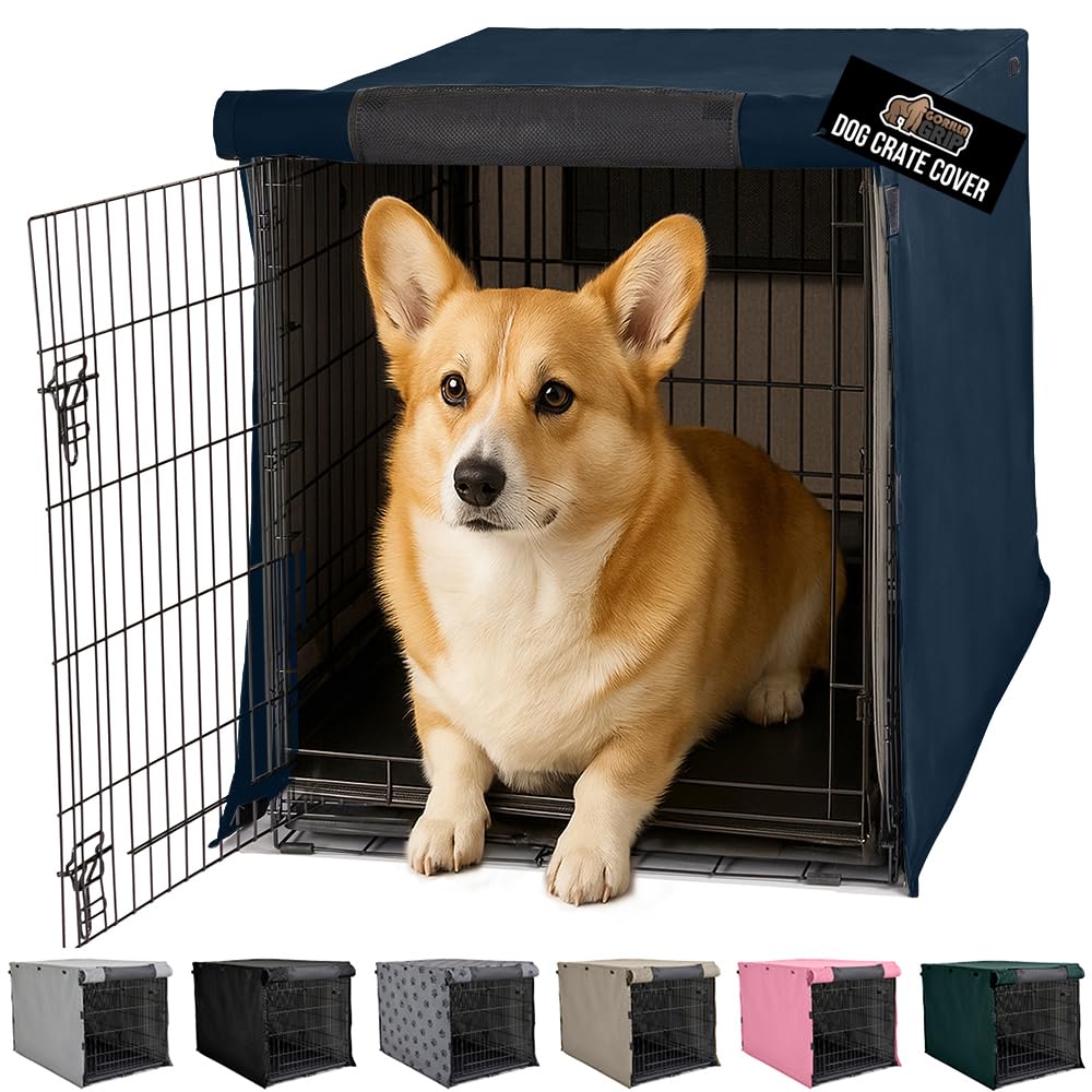 GORILLA GRIP Dog Crate Covers Compatible with Amazon Basics Dog Crates, All Sides Open, Privacy Cover Fits 30" Wire Kennel, Breathable Mesh Windows,