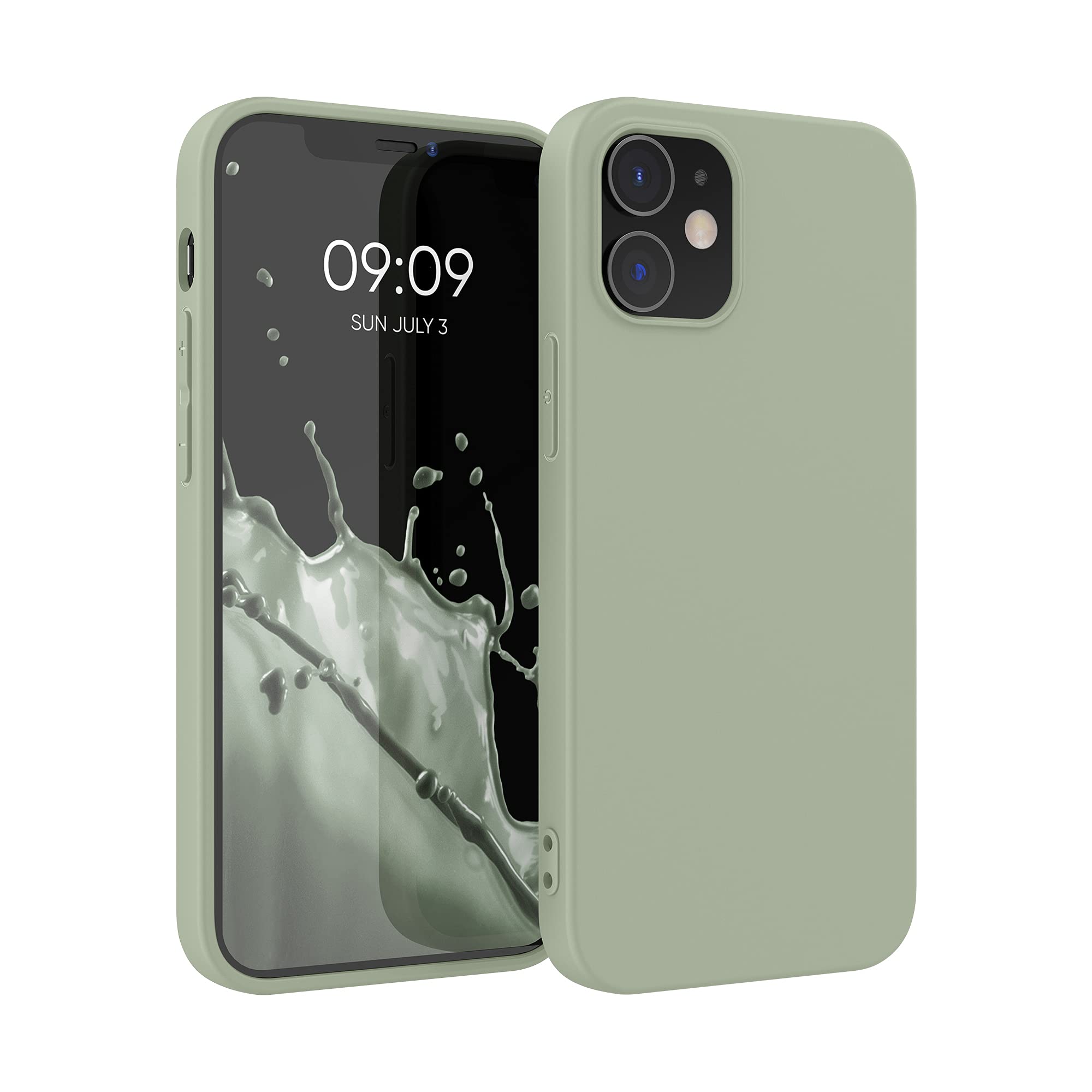kwmobile Case Compatible with Apple iPhone 12 / iPhone 12 Pro Case - Soft Slim Protective TPU Silicone Cover - Gray Green