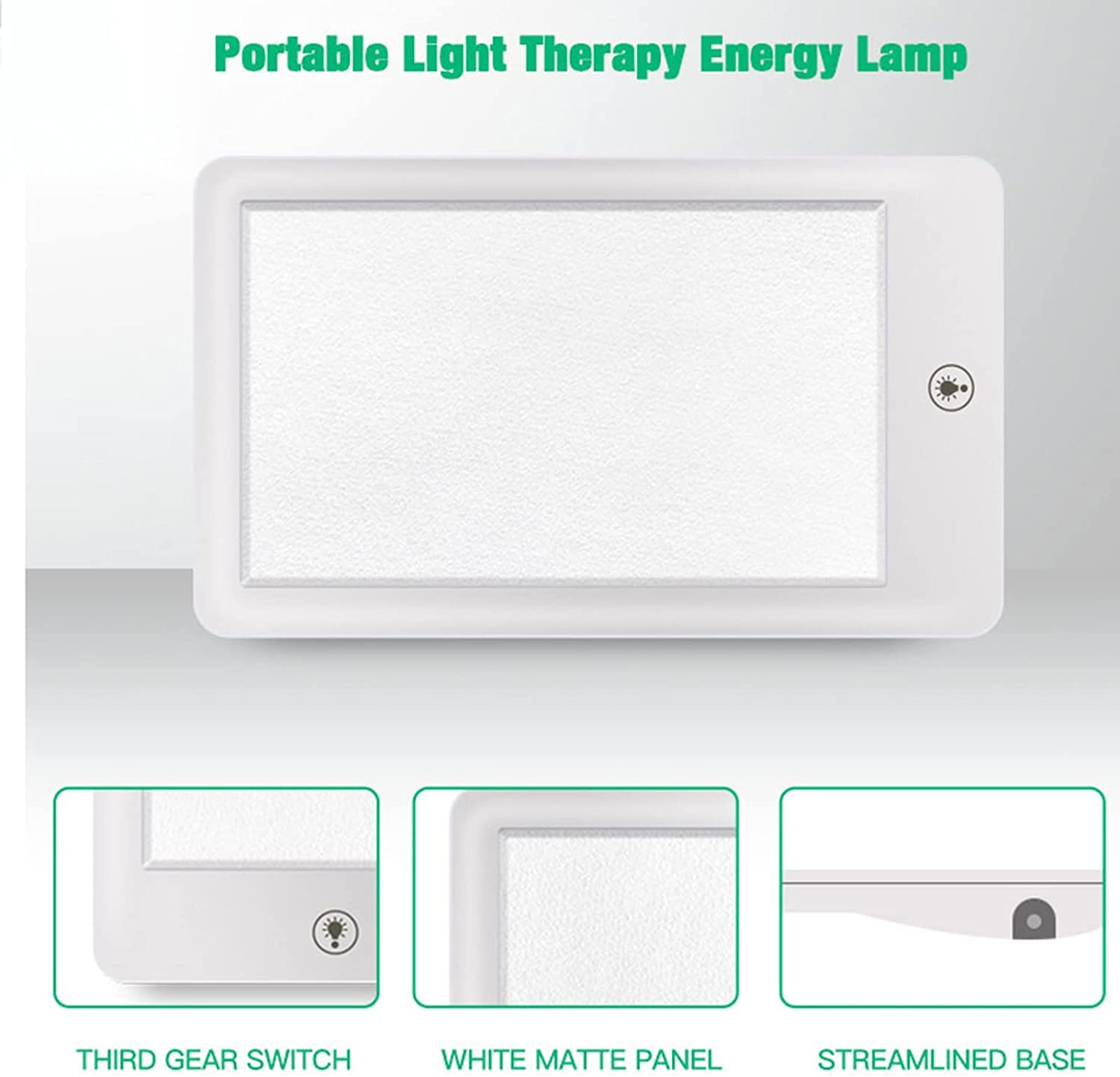 Scatola Luminosa Triste, 32000 Lux Lampada Fototerapia, Senza Raggi ​UV Regolazione Variabile Lampada Di Luce Naturale 3 Livelli Di Luminosità Staffa Pieghevole, Controllo Touch,Bianca