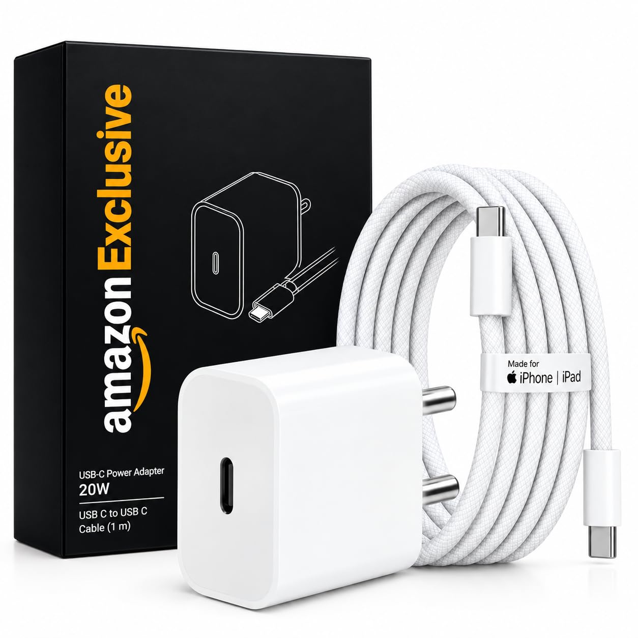 20W MFi-Certified Fast Charger with Type-C to Type-C Braided Cable Compatible for iPhone 18 pro/17/16/15 and iPad Series