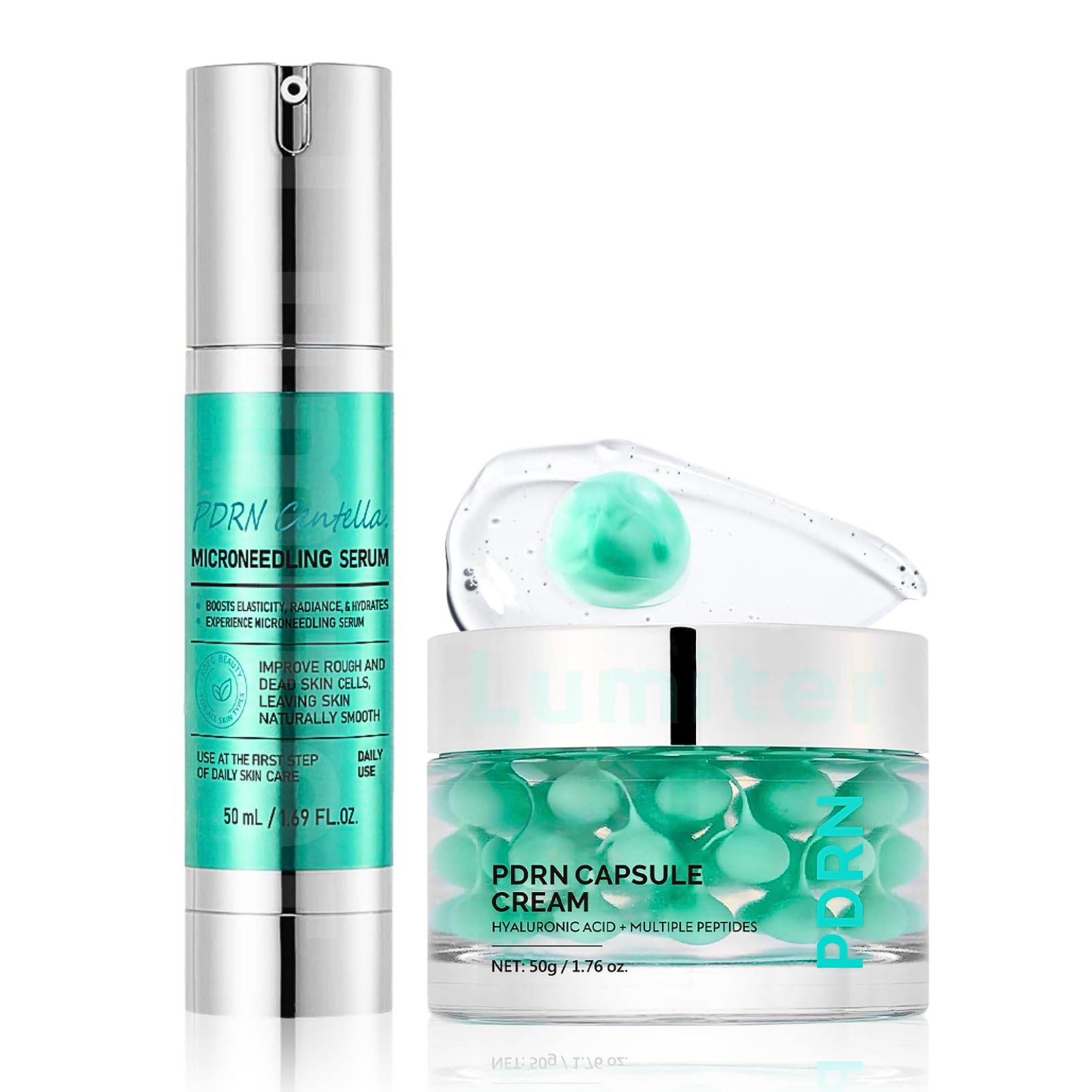 PDRN Serum + PDRN Capsule Cream Duo, PDRN Microneedling Serum for Face Glass Skin PDRN Rejuvenating Cream