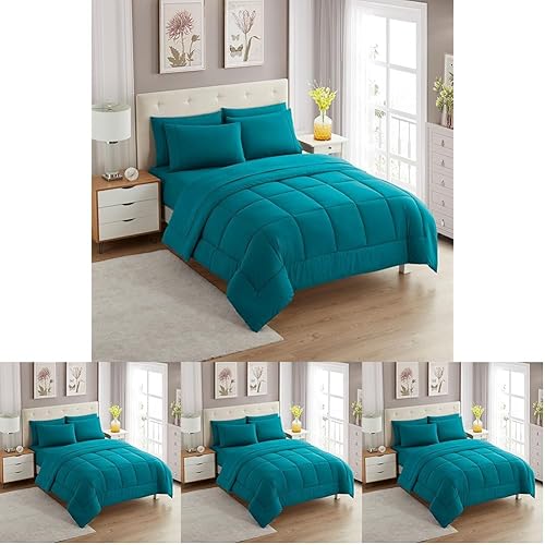 Vista 91 de Sweet Home Collection Juego de edredón de 7 piezas Bolsa de color sólido para todas las estaciones, manta alternativa de plumón suave y lujosas Camel