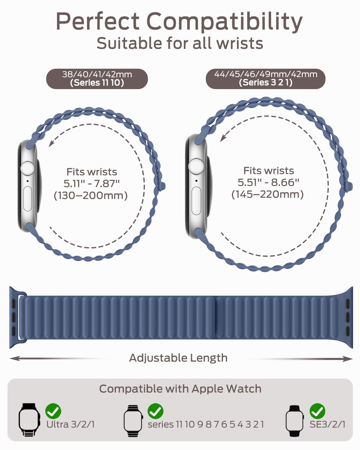 Higgs Magnetic Silicone Sport Strap Compatible with Apple Watch Straps 44mm 40mm 38mm 41mm 42mm 45mm 46mm 49mm for Men Women, Soft iWatch Wrist Band for Series 11 10 9 SE 8 7 6 5 4 Ultra 3 2 1 — view 4