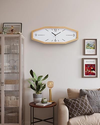Daguys Wooden Retro Wall Clocks, 18 Inches Square Clocks Rectangular Wall Clock Battery Operated Silent Non-Ticking thumb #6