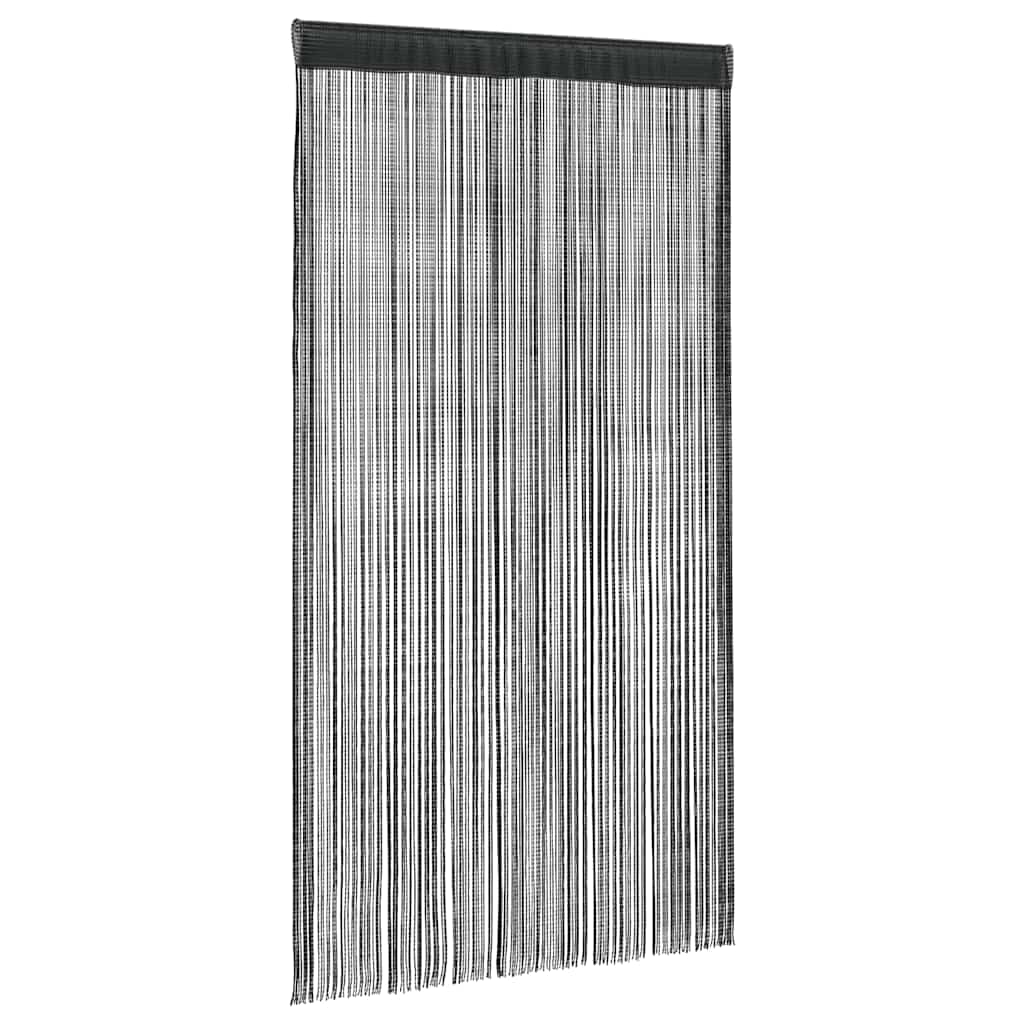 Rideau en Fils 2 pcs Noir 100 x 250 cm, Rideau de Porte Polyester 100% Lavable, Voilage Séparateur de Pièce Vitrine, Décoration Fenêtre Intérieur Salon Chambre