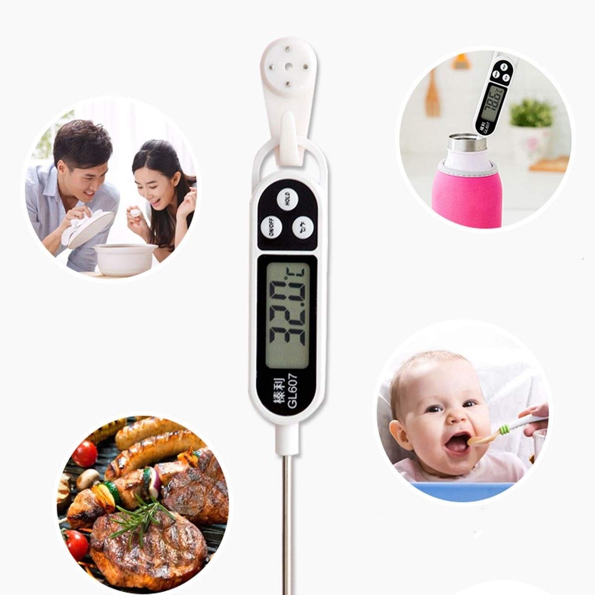 XINGYU Domowy kuchenny termometr do żywności, miernik temperatury wody, temperatura wody, mleko, ciepły olej, ciepły ciecz, pieczenie, elektroniczna sonda temperatury, czarny, różowy, zielony, żółty bardzo