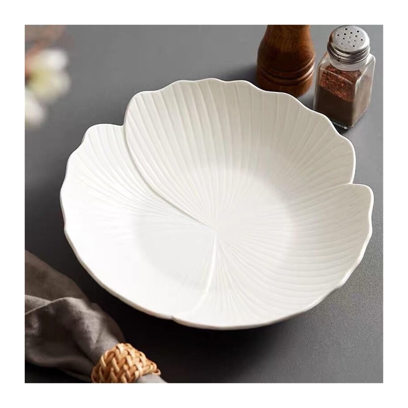 HPTHLY Plate Ceramic Dinner Plate Household Soup Plate Daily Fruit Plate Beautiful Dessert Plate Practical Suitable For Hotel Restaurant Kitchen Dessert Plate