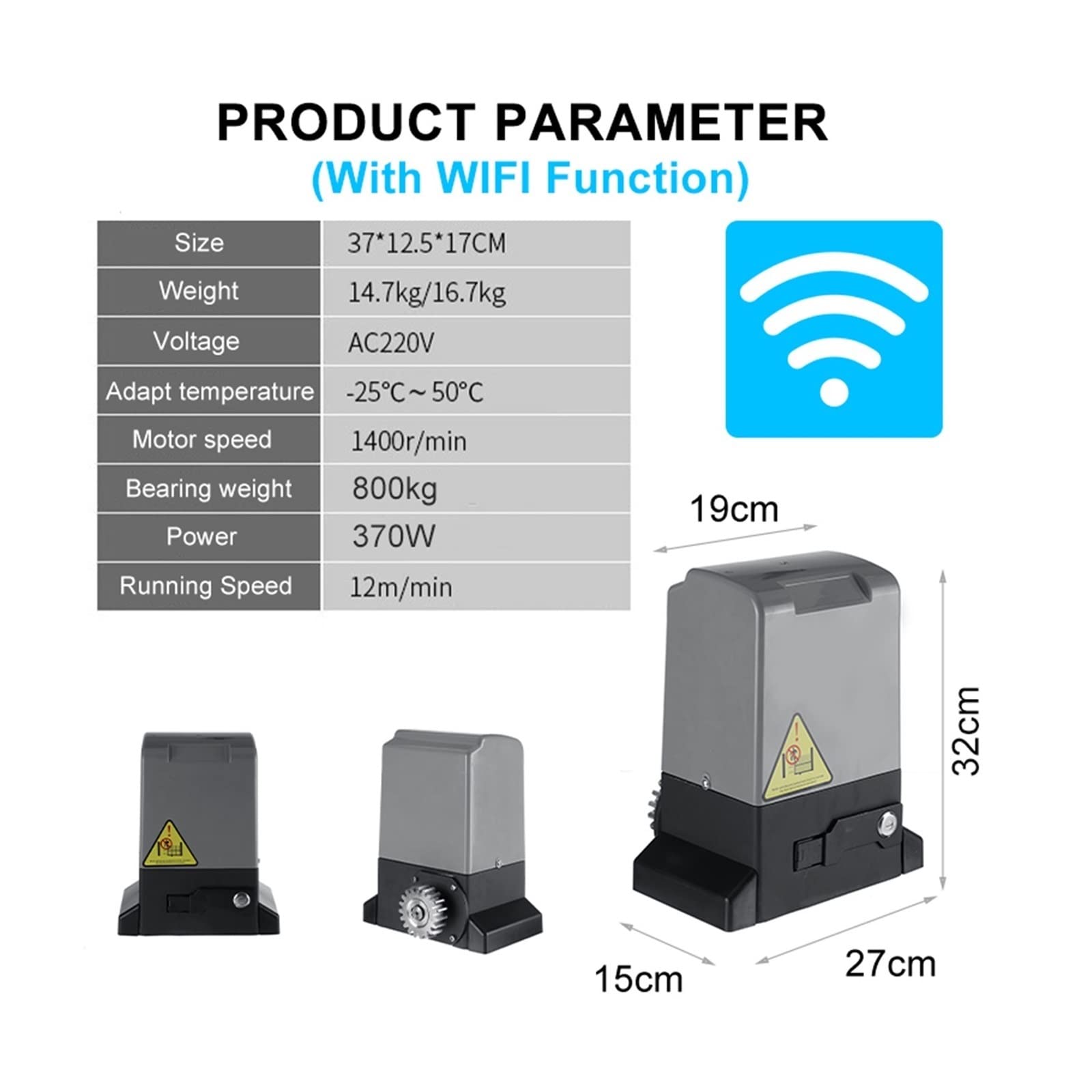 Per apricancello a battente 370 W 800 KG WiFi APP di Controllo Automatico Cancello Scorrevole Operatore Motore Scorrevole Apri del Cancello Elettrico Con Telecomando for Vialetto