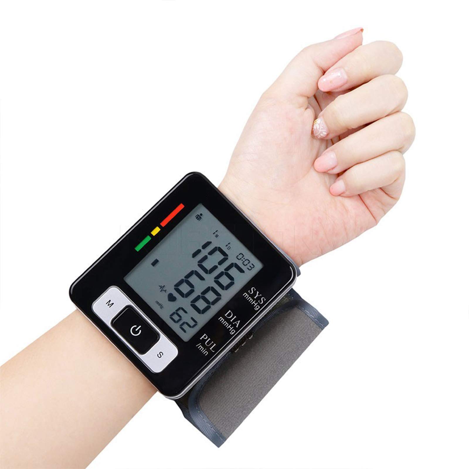 Monitor De Presión Arterial De Muñeca Digital Automático, Máquina De Presión Arterial De Muñeca Ajustable con Función De Memoria De 90 Mediciones Uso En El Hogar