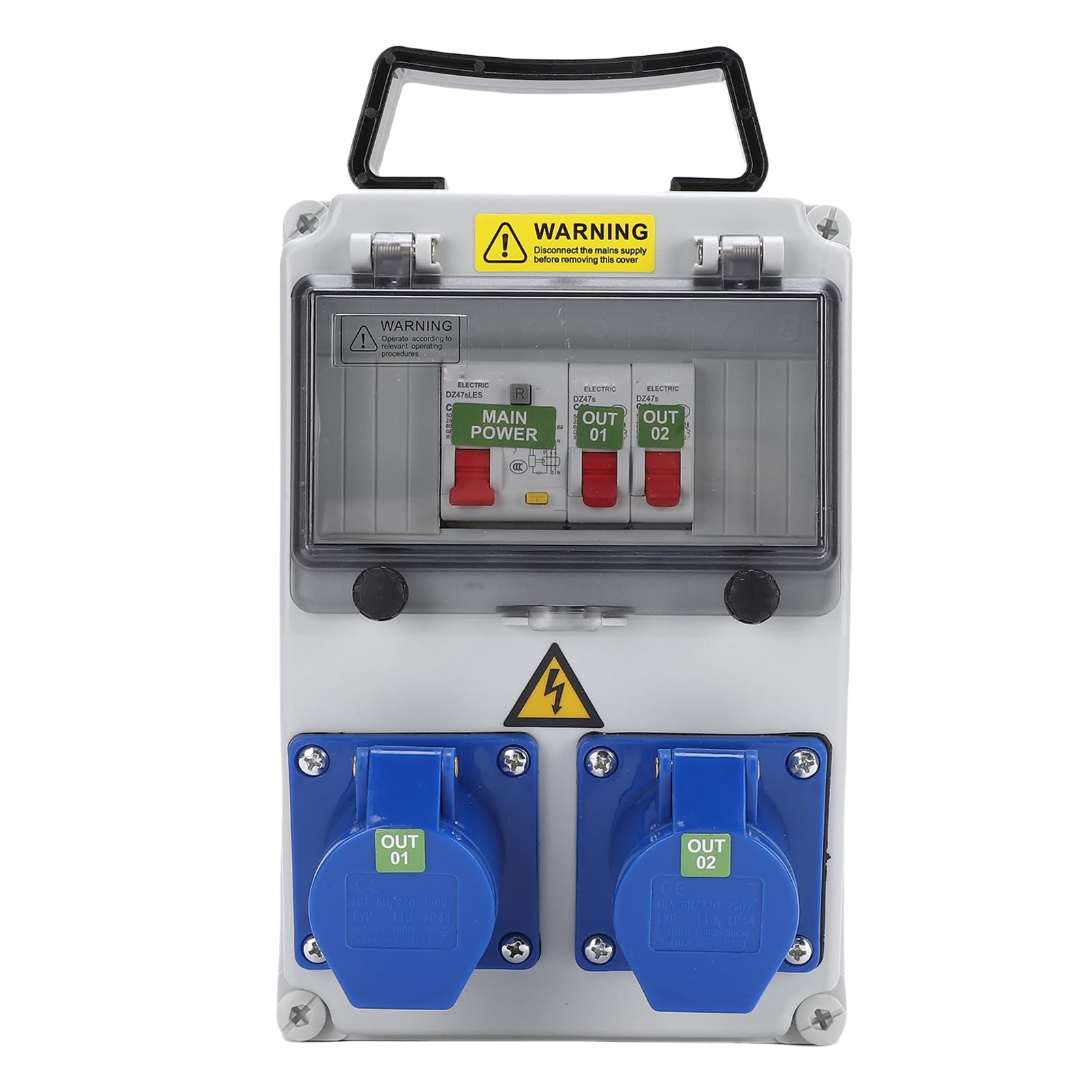 Fabater Scatola di Distribuzione della Presa Elettrica Impermeabile, Scatola della Presa Industriale Portatile per Officina, Cantiere