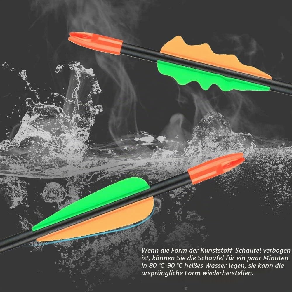 Huntingdoor 12 Stück Pfeile für Bogenschießen 28/26 Zoll Bogen Pfeil Übungspfeile Fiberglaspfeile für Anfänger Pfeil und Bogen Zielübung