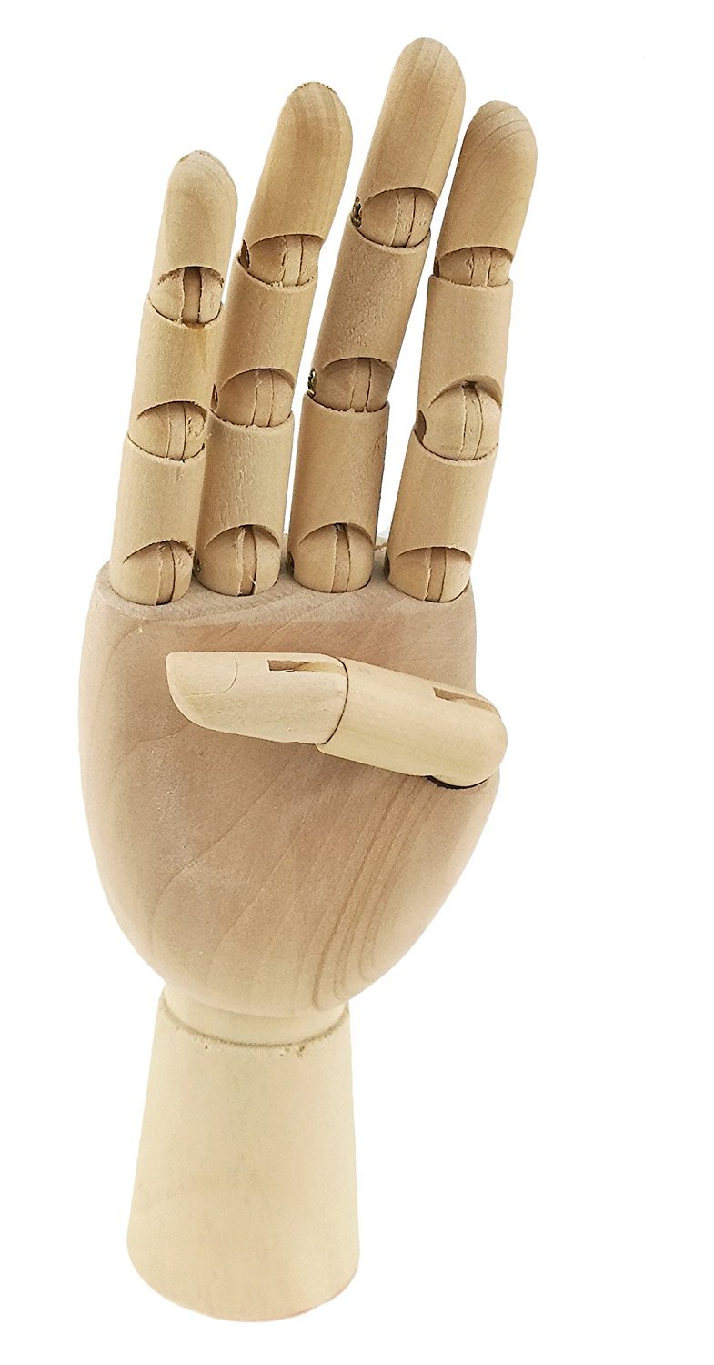 Mano in legno snodabile destra per artisti, schizzi, lezioni d'arte, espositore gioielli