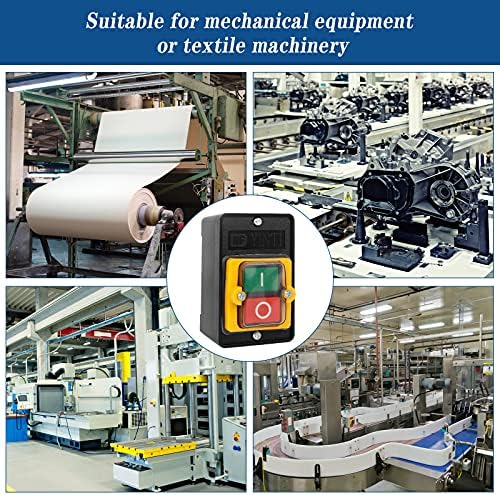 2Pcs Water Proof Button Switch Machine 10A 380V Electrical Push Switch ON/OFF Machine Water Proof Push Button Switch Cutting Machine Bench Drill Switch Button with 4Pcs Screws for Textile Machinery