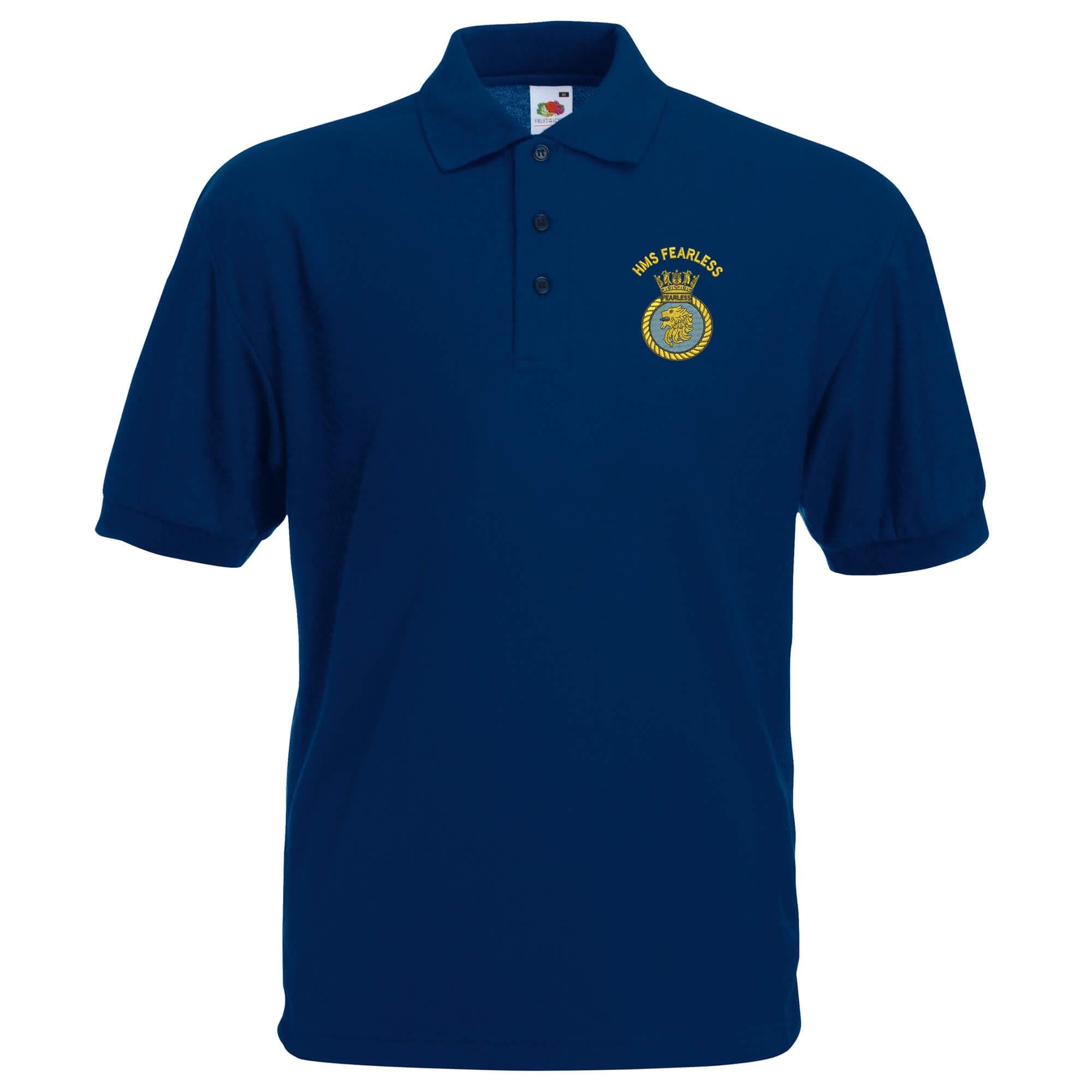 Pineapple Joe's Men's Navy Hms Fearless Embroidered Polo - X Large