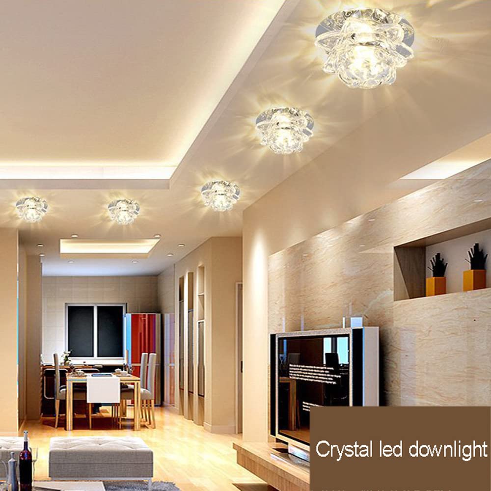 8 Sztuk Kryształowych Lamp Led Downlight, Listwa Maskująca 3W/5W Wpuszczana Lampa Sufitowa Led, Nowoczesne Dekoracyjne Oświetlenie Punktowe Do Przedpokoju, Salonu, Sypialni KolorowWarm Light-3W