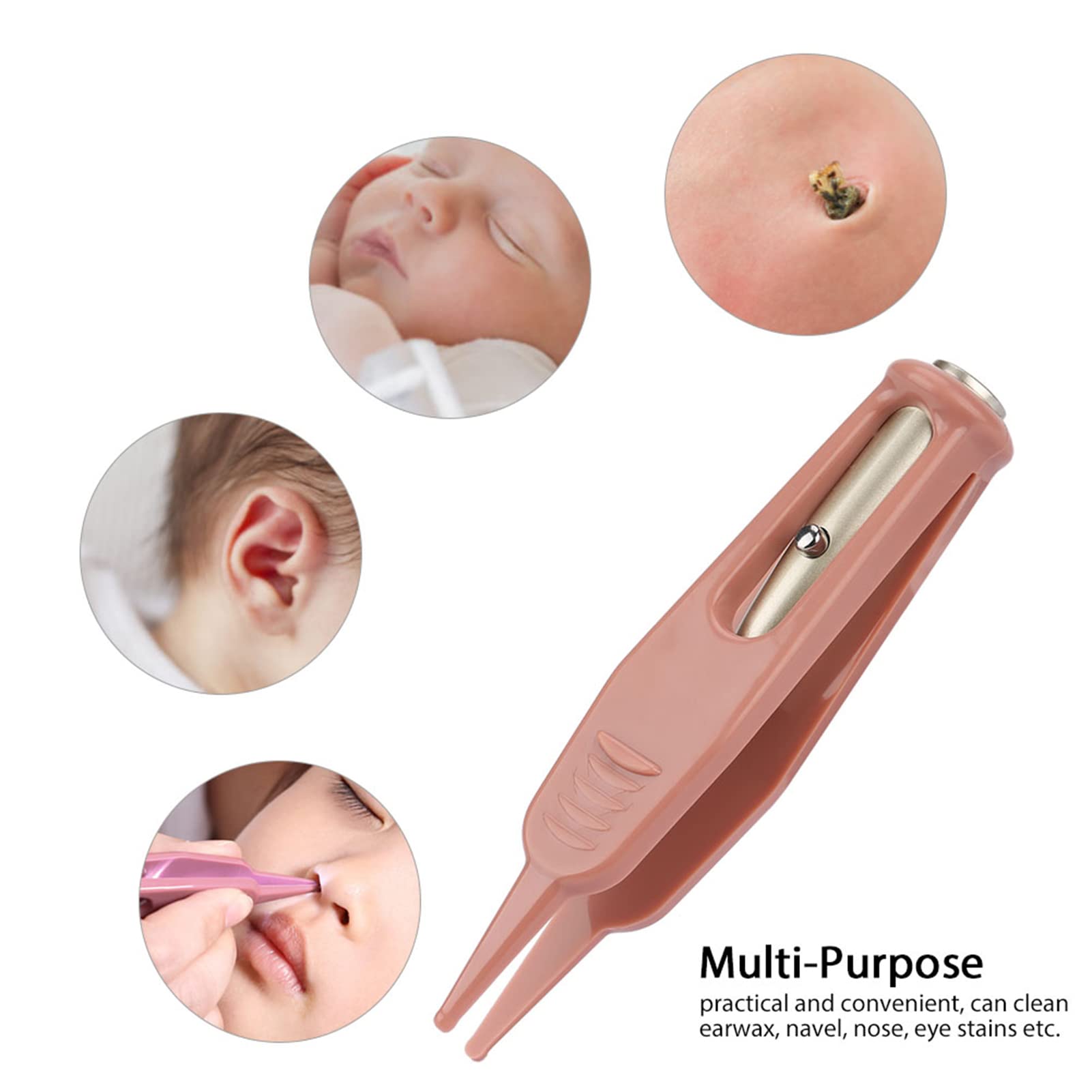 Pince à épiler bébé nez LED, pince à lumière plastique soins bébé