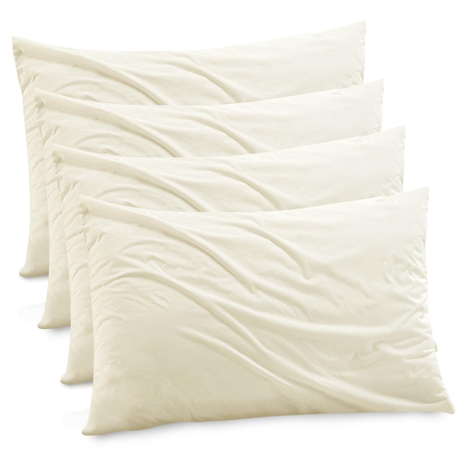 Gogreen Bamboo Rayon Waterproof Pillow Protector, Breathable Pillow Cover, Cooling Pillow Case Protector with Zipper, Super Soft Pillow Case Cover with Zipper (4 Packs, King 20"x36", Beige)