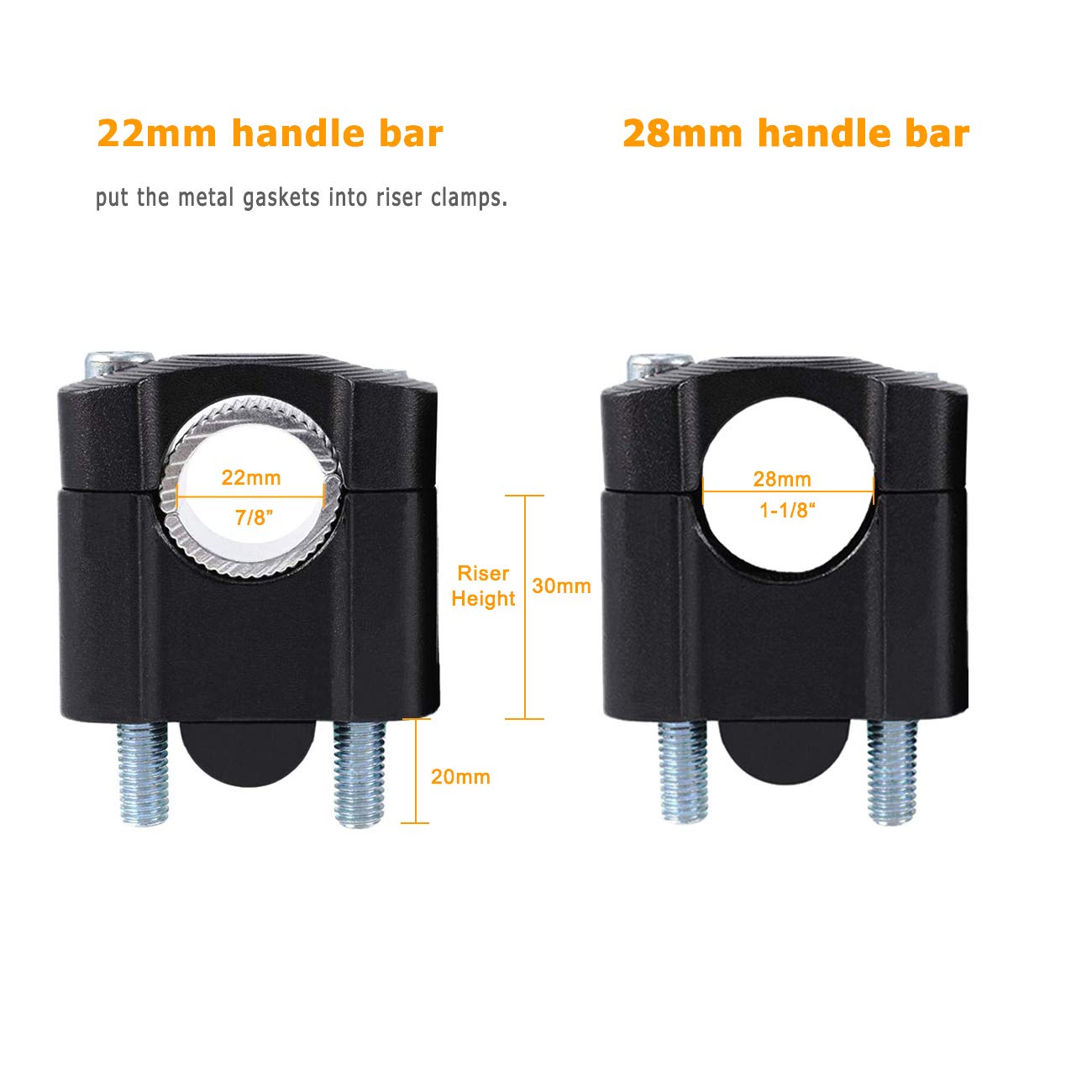 Manubrio Riser Per Moto - Mount Clamp Da 1 1/8\" (28mm), Colore Nero - Foto 8