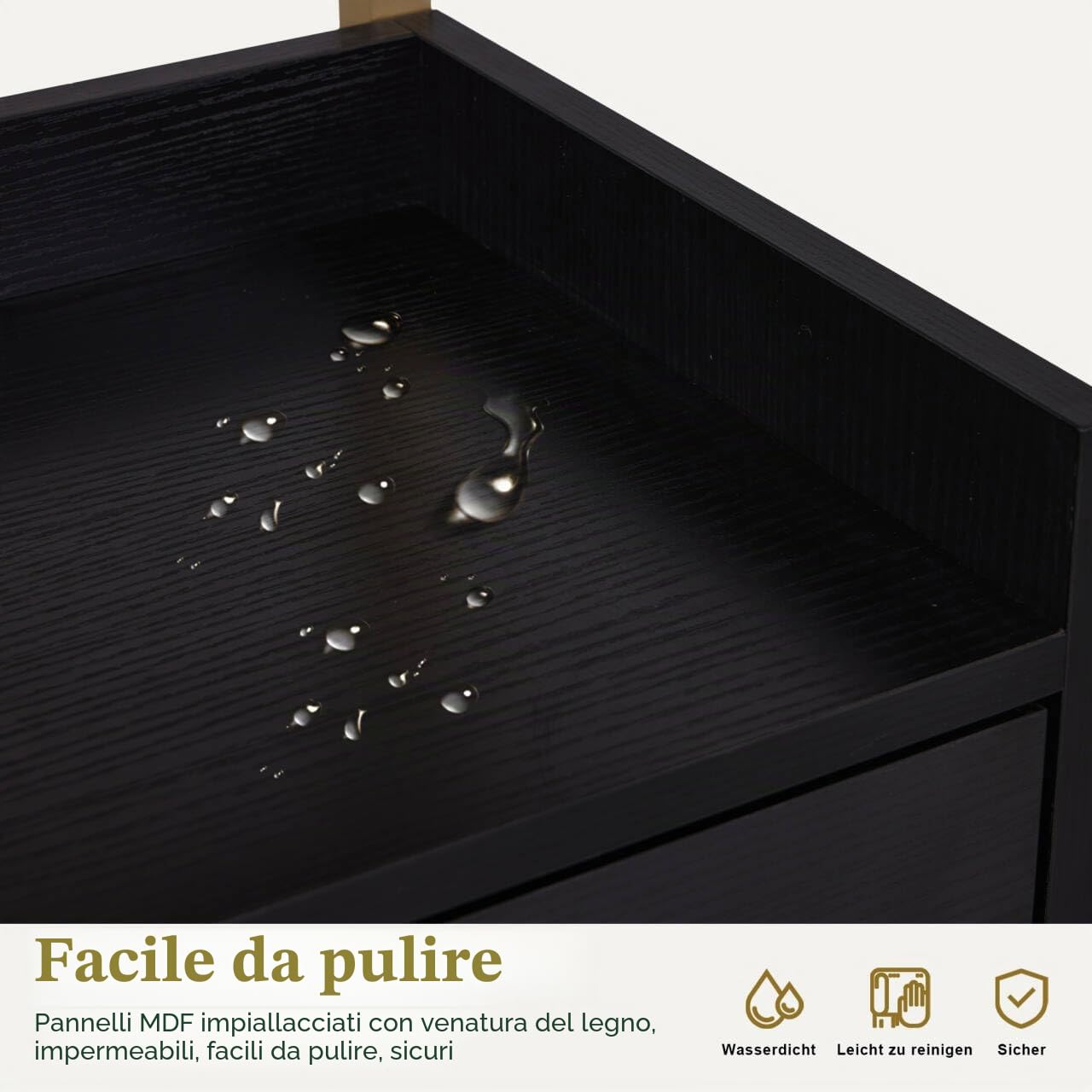 Barberpub Carrello per parrucchieri con ruote e 2 cassetti, carrello di servizio, carrello da salone con 2 ripiani e porta asciugacapelli, carrello da lavoro moderno, 32x37x87cm, 0029 (Nero-oro)