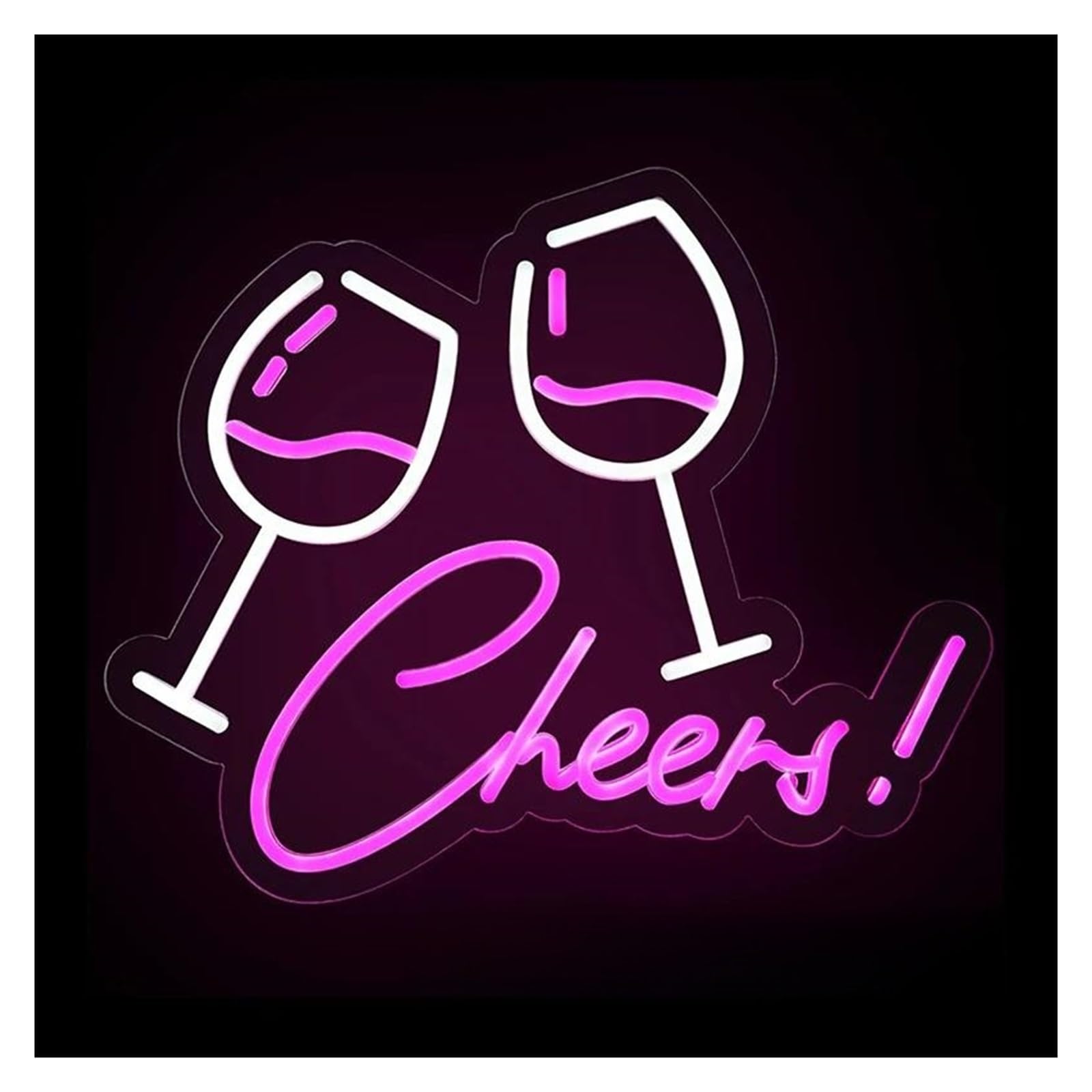 SHOUXI Sign Lamp Cheer Beer Bar Neon Sign Wine Glasses Party Decoration Lamp Nightlight for Restaurant Shop Hanging Wall 31cmx38cm(A)