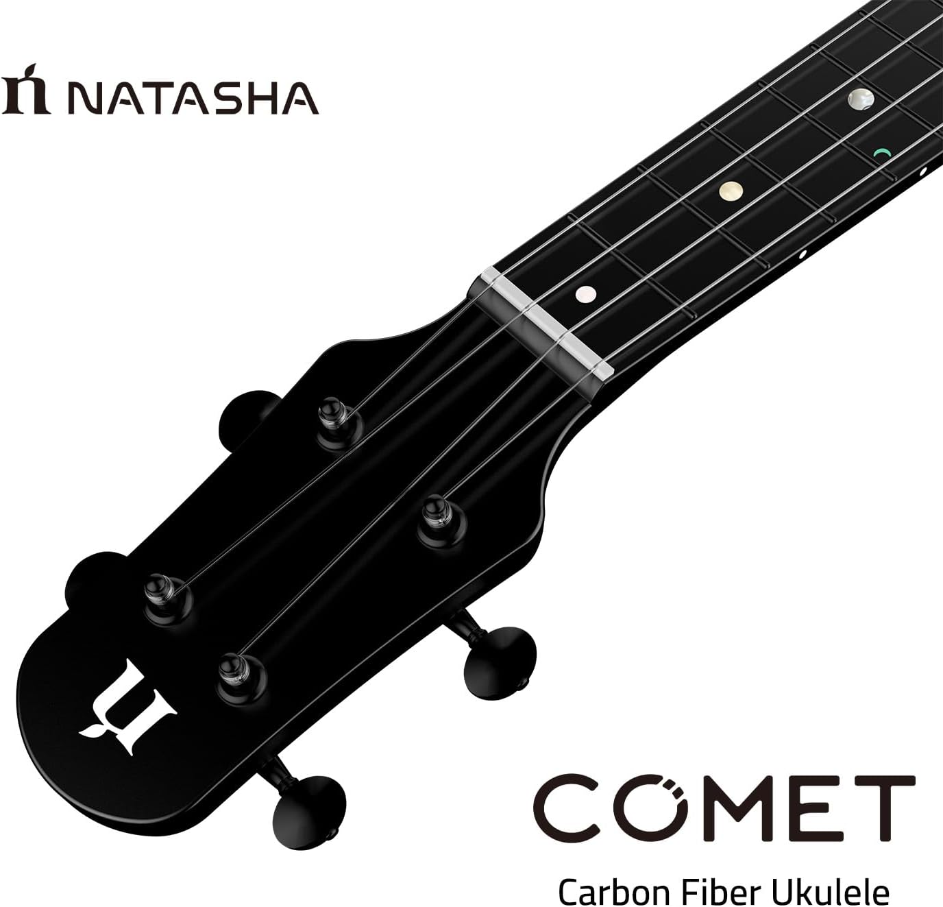Natasha Asteroid Carbon Fiber Ukulele, 23-inch Travel Ukuleles,Integrated Casting With Carbon Fiber Composite Material, perfect for beginners (Cosmic Black)