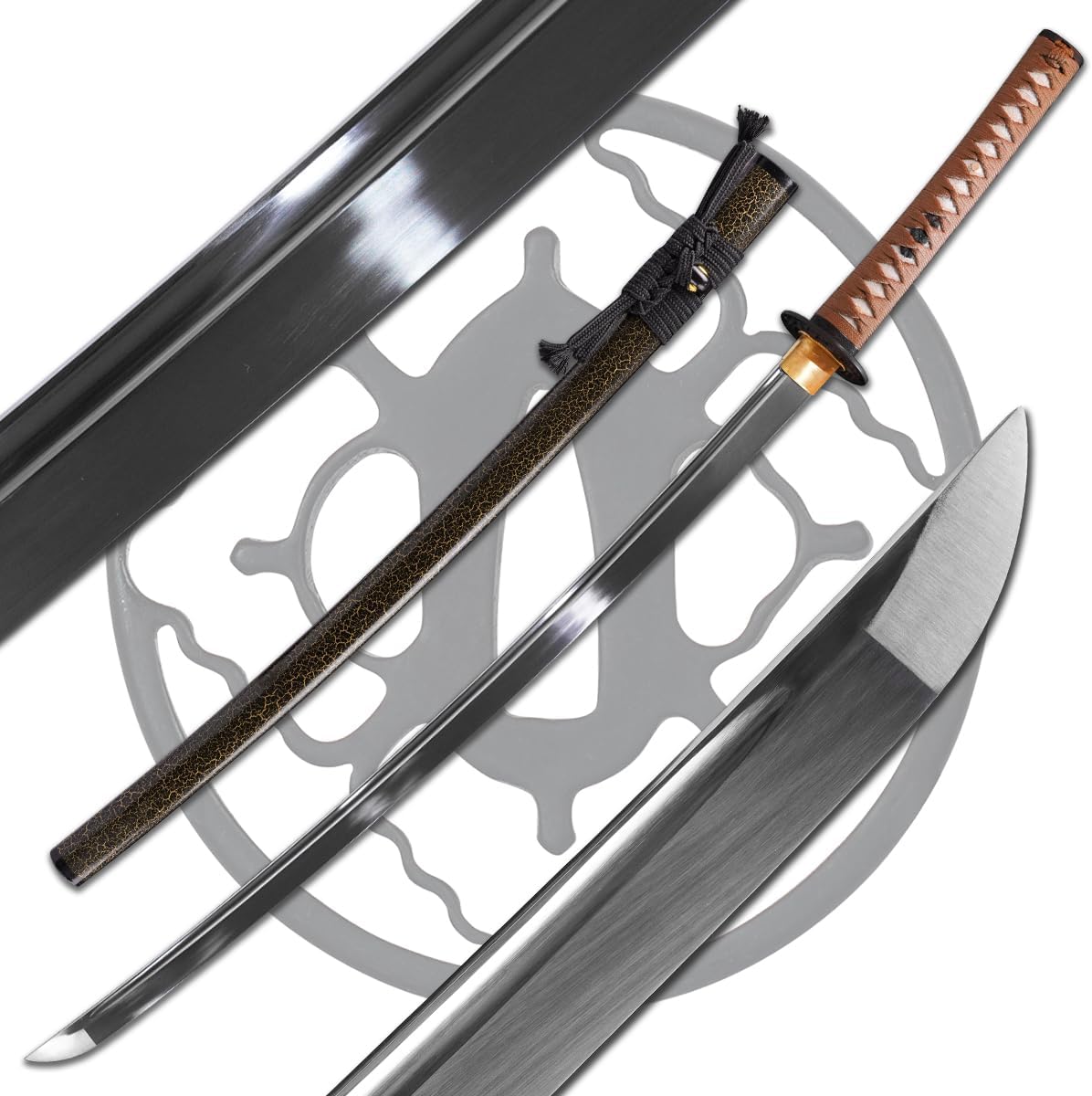 ShadowDancer Handmade Full Tang Katana Sword - Authentic Dojo Tyrannosaurus 9260 Steel Shinogi Zukuri Katana, Clay Temper, and Sharp Edge, Perfect for Iaido, Martial Arts Practitioners, and Collectors