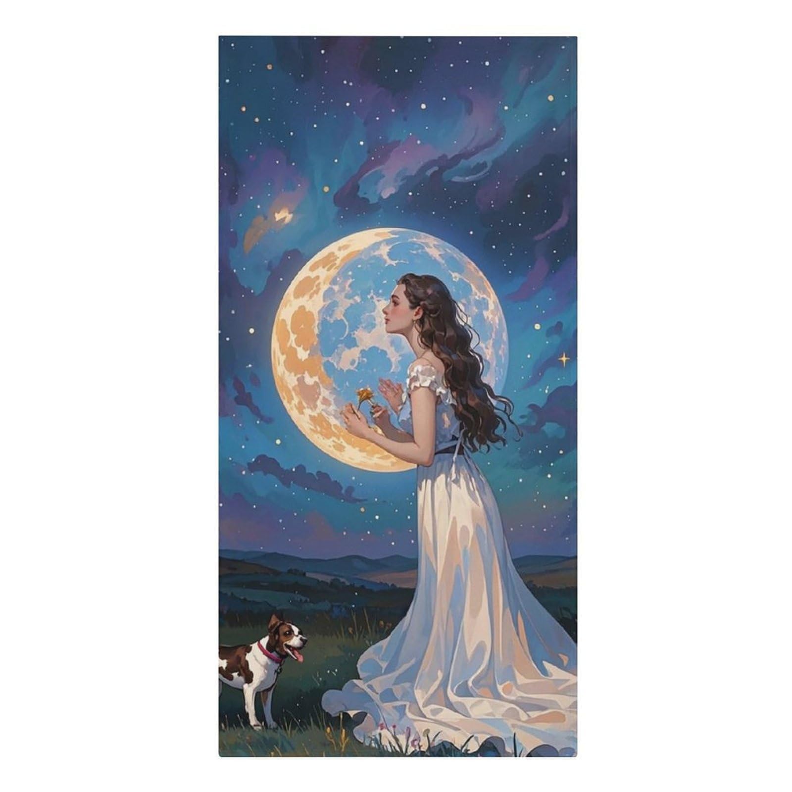 QMNLKH Friendship Under The Giant Moon Beach Towel for Women, Large Microfiber Pool Towel for Men, Absorbent Swim Towels for Home, Lightweight Bath Towels for Camping, Yoga, 30.3"x61.4"